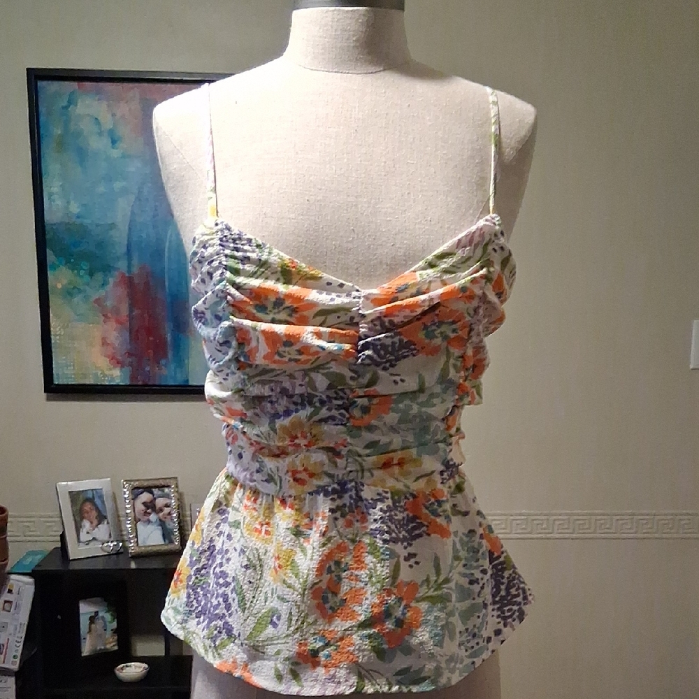 Floral Print Ruched Camisole Top